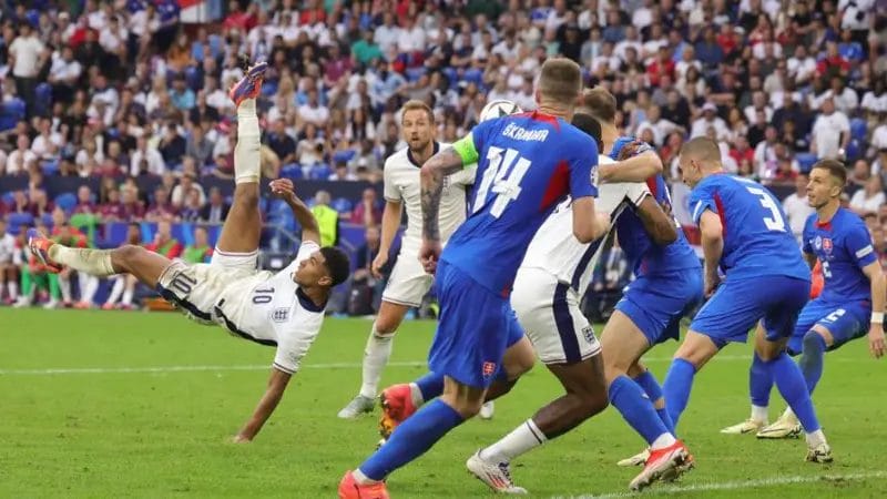 Jude Bellingham's goal for England against Slovakia came one day after his 21st birthday

